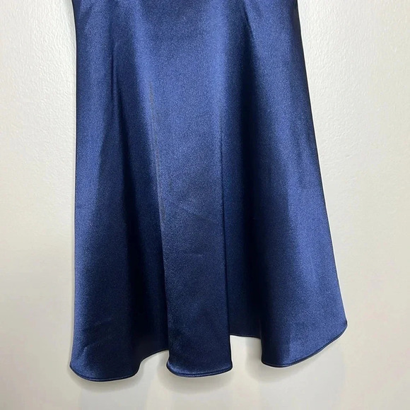 I.N. San Francisco Navy Blue Scalloped Cocktail Mini Dress Metallic Wedding - Picture 3 of 10